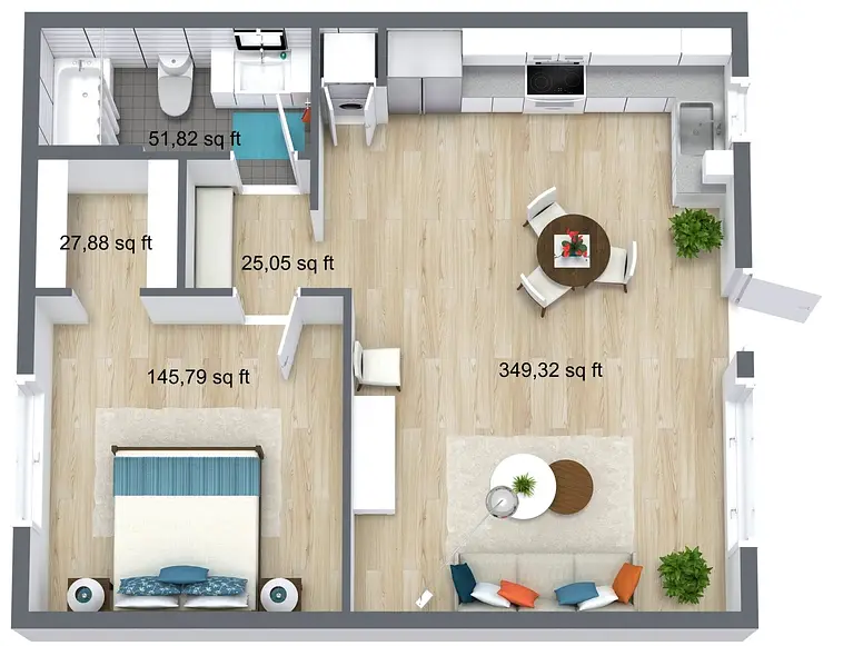 Royal-1-bed-Level-1-3D-Floor-Plan-scaled